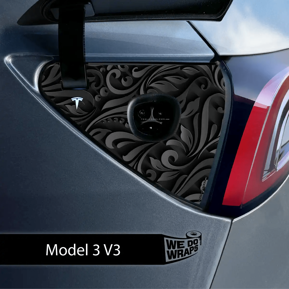 Nocturnal Petals Tesla Charge Port Wrap | Model 3 - Tesla Emblems