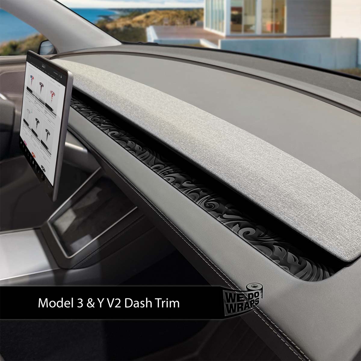 Nocturnal Petals Tesla Dash Trim Wrap | Model 3 ’24 - 26 Refresh - Tesla Emblems