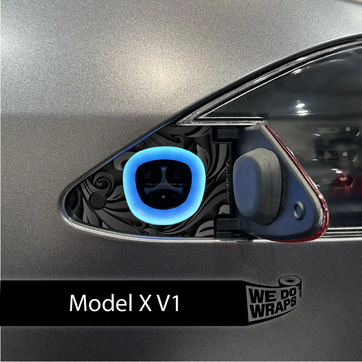 Nocturnal Petals Tesla Charge Port Wrap | Model X - Tesla Emblems