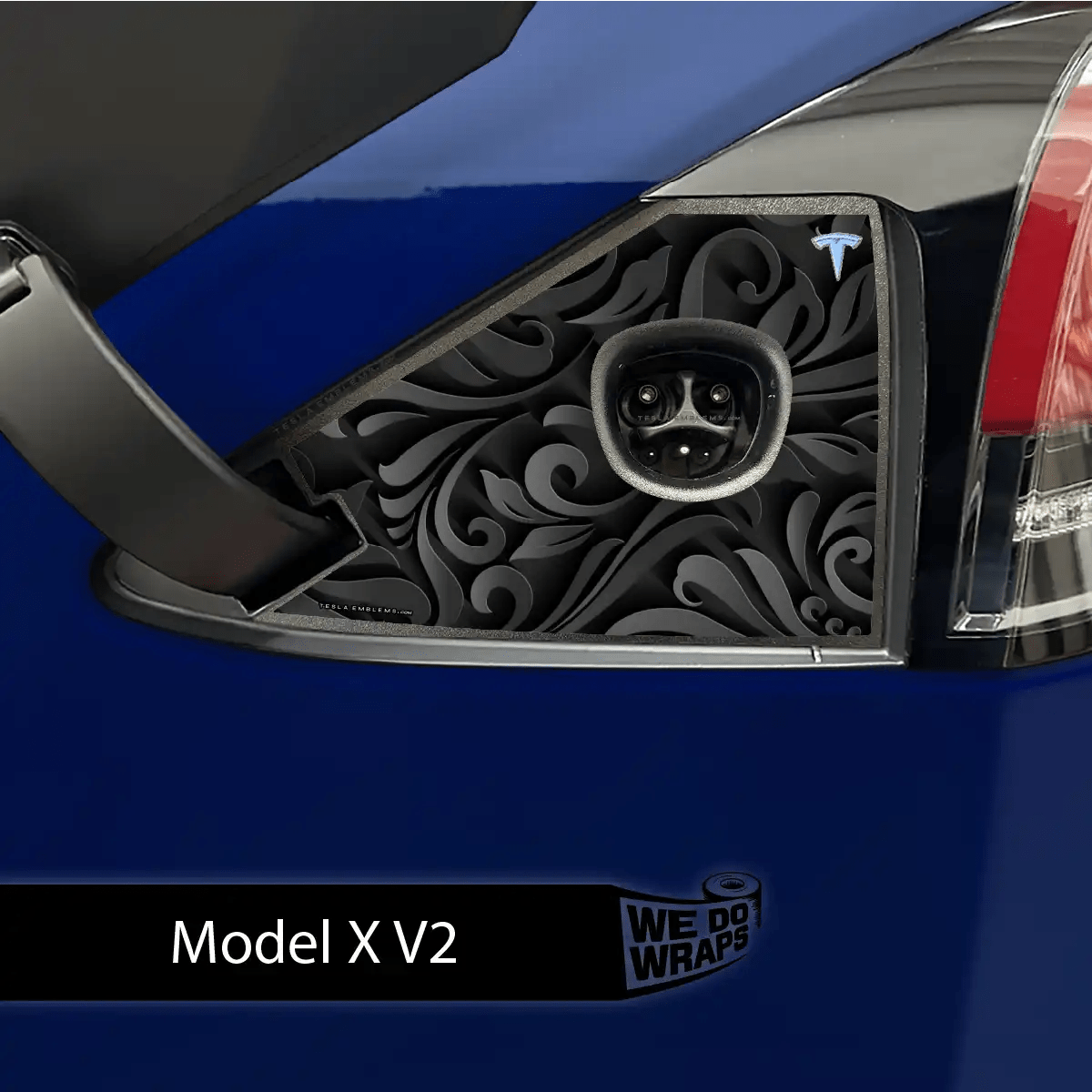 Nocturnal Petals Tesla Charge Port Wrap | Model X - Tesla Emblems
