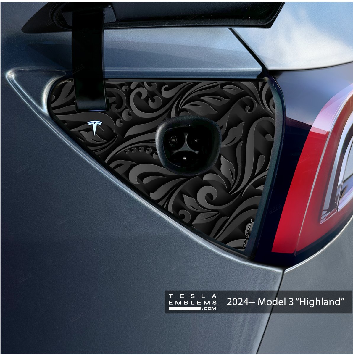 Nocturnal Petals Tesla Charge Port Wrap - Tesla Emblems