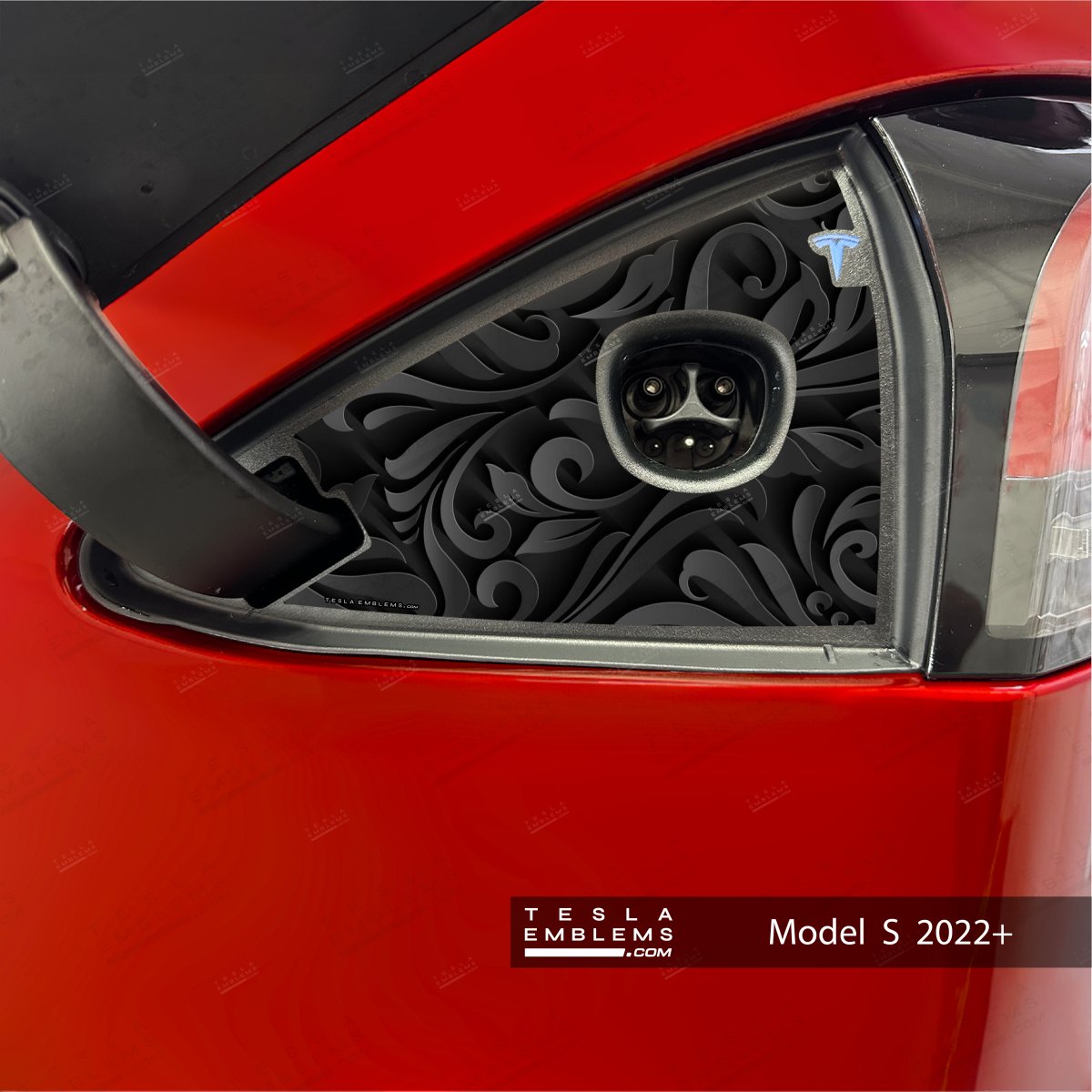 Nocturnal Petals Tesla Charge Port Wrap - Tesla Emblems