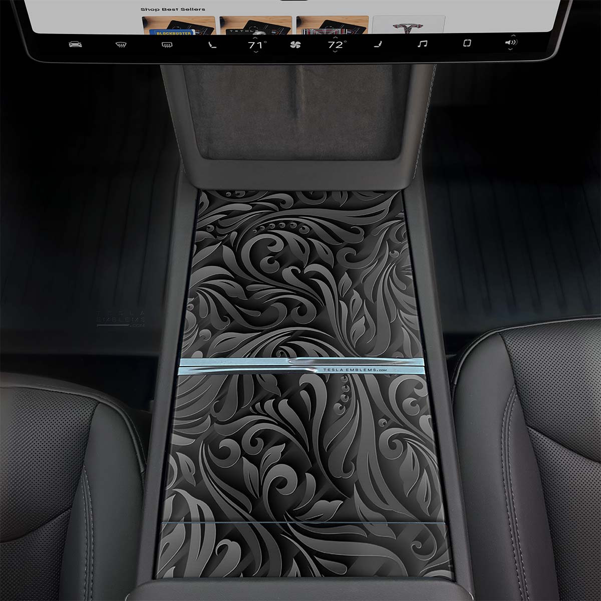 Nocturnal Petals Center Console Wrap Kit | 2024+ Model 3 "Highland" - Tesla Emblems