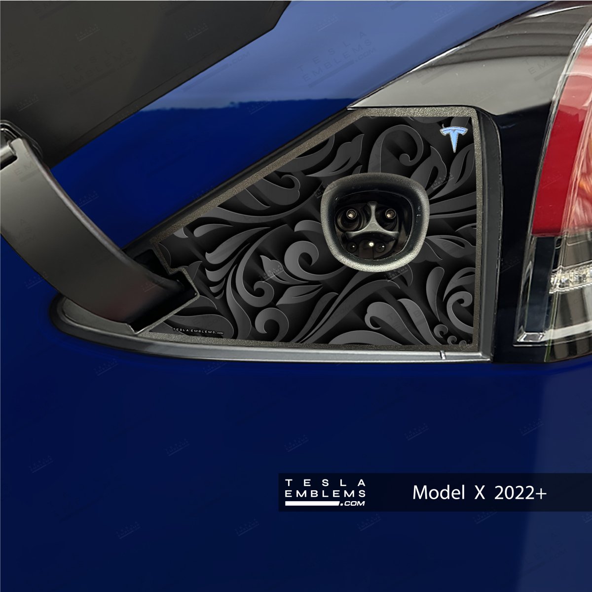Nocturnal Petals Tesla Charge Port Wrap - Tesla Emblems