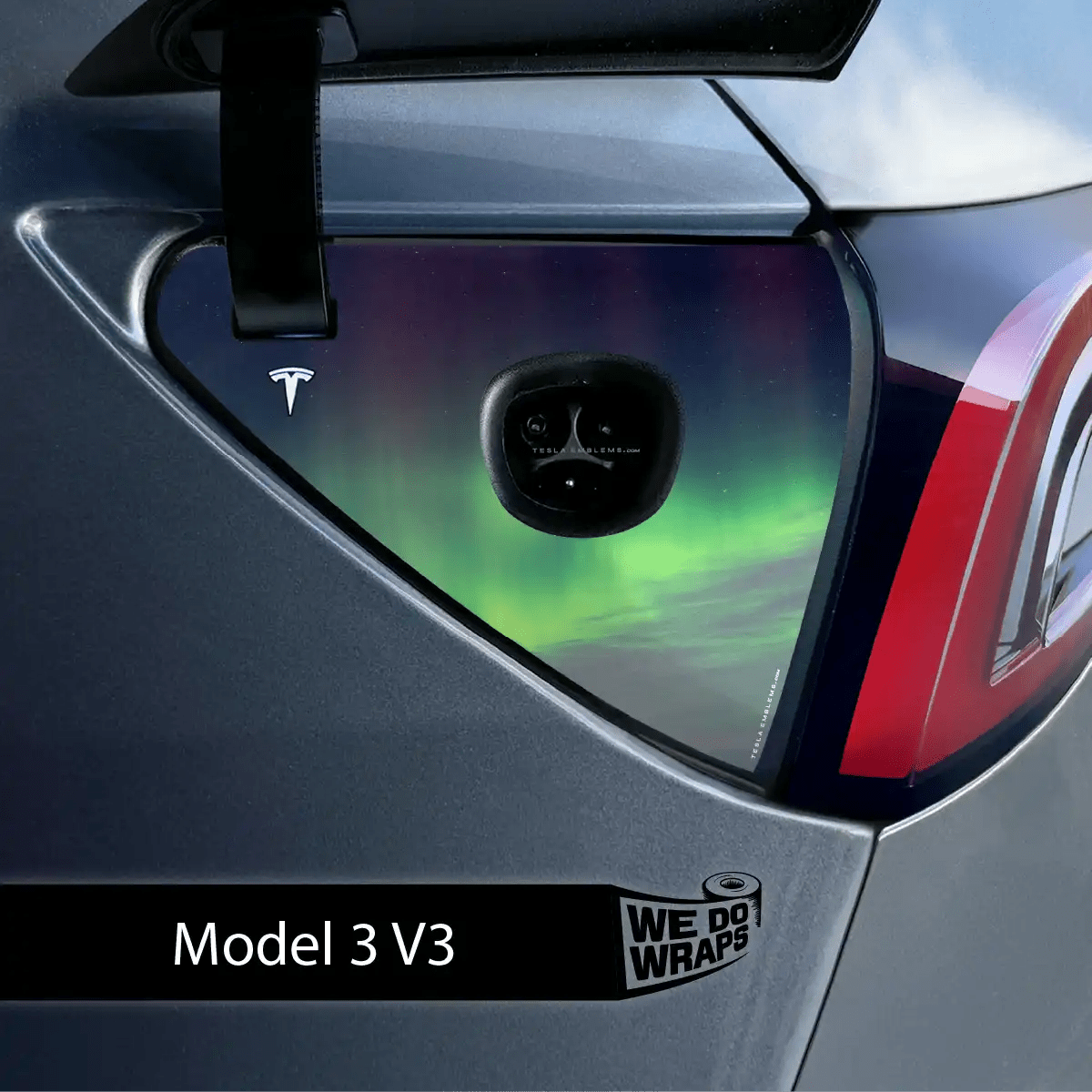 Northern Lights Tesla Charge Port Wrap | Model 3 - Tesla Emblems