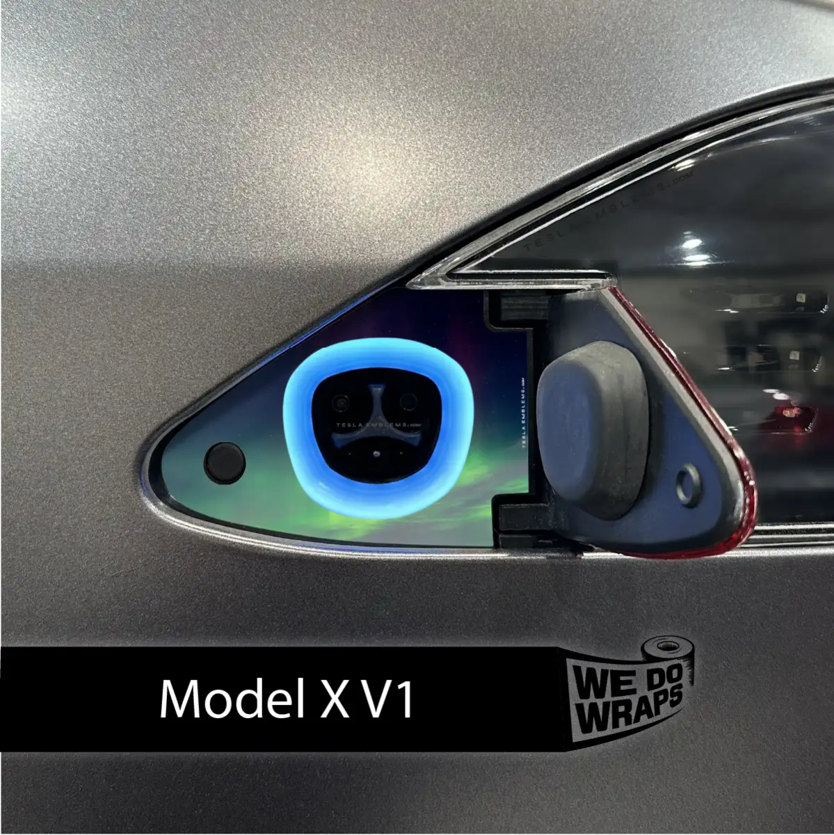 Northern Lights Tesla Charge Port Wrap | Model X - Tesla Emblems
