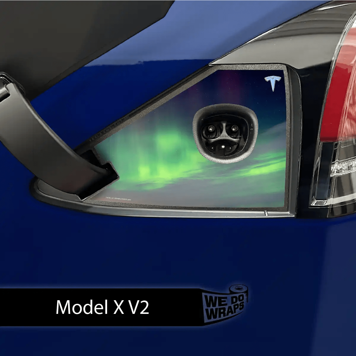 Northern Lights Tesla Charge Port Wrap | Model X - Tesla Emblems