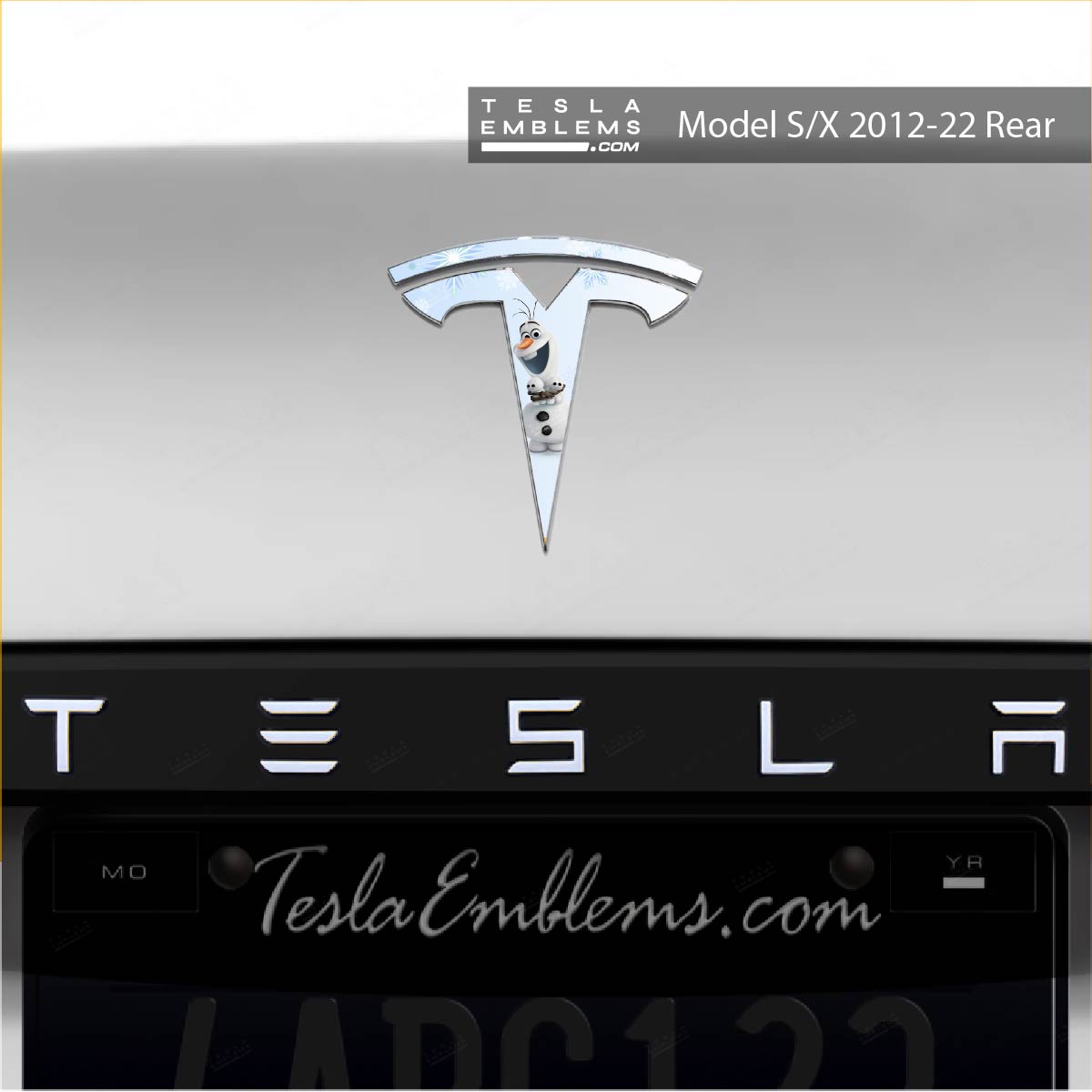 Olaf Tesla Emblem Decals (Front + Back) - Tesla Emblems