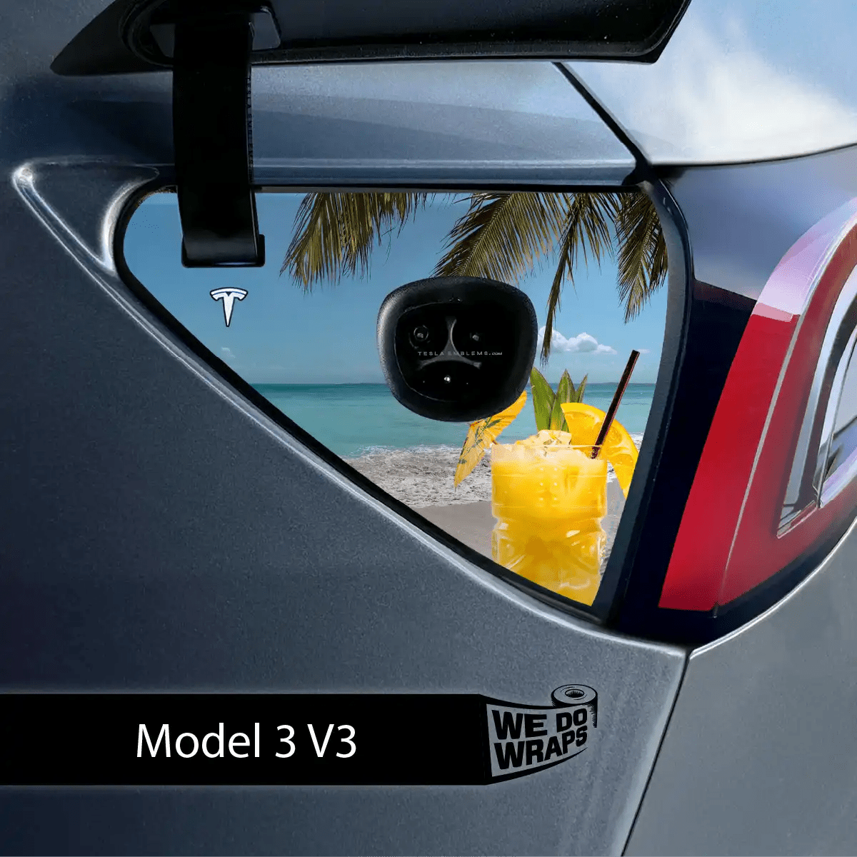 Paradise Tesla Charge Port Wrap | Model 3 - Tesla Emblems