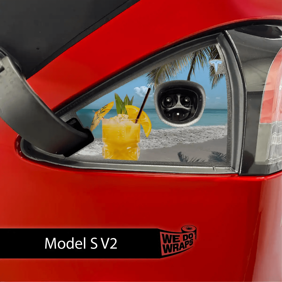 Paradise Tesla Charge Port Wrap | Model S - Tesla Emblems