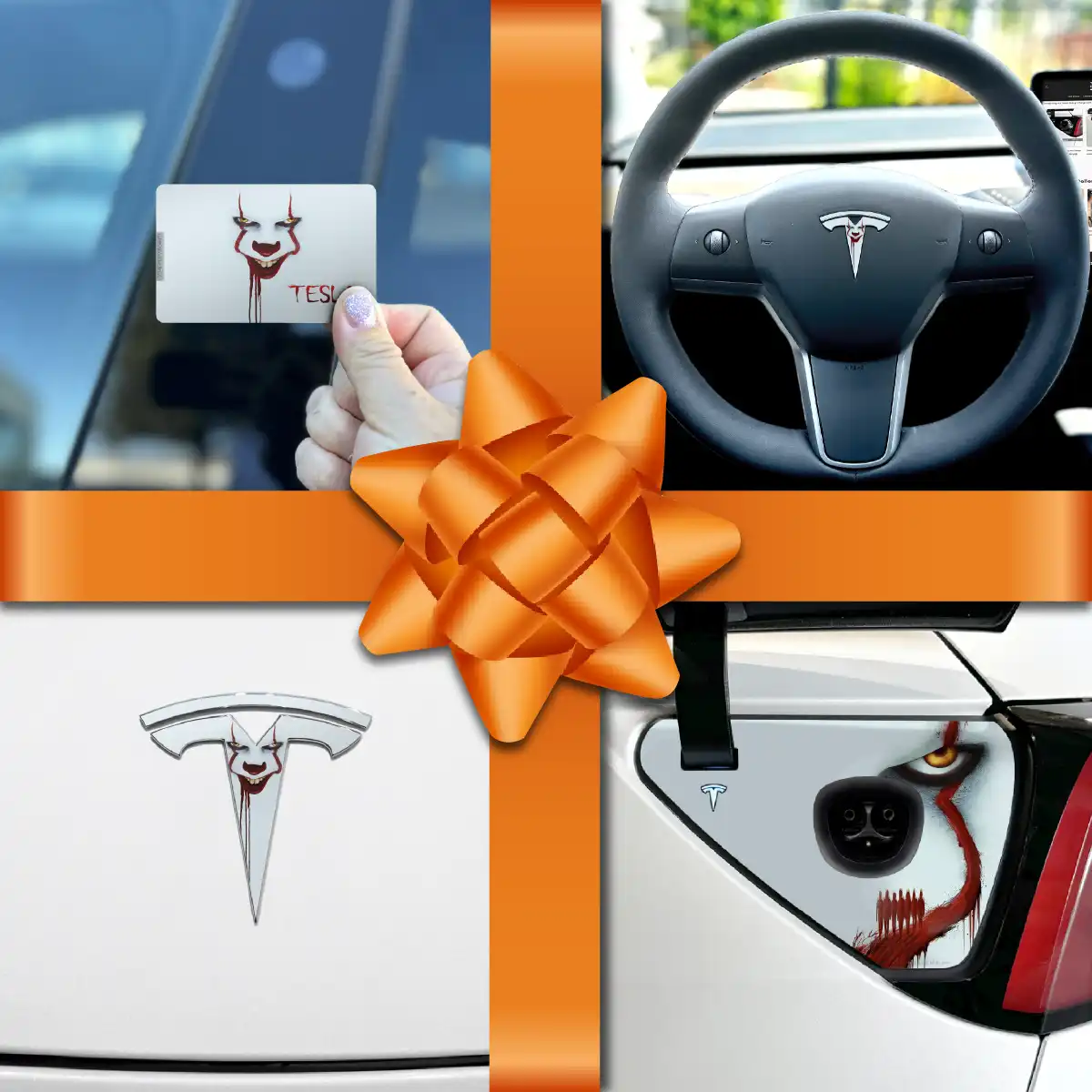 Holiday Bundle Pennywise the Dancing Clown Tesla Wrap Kit - Tesla Emblems