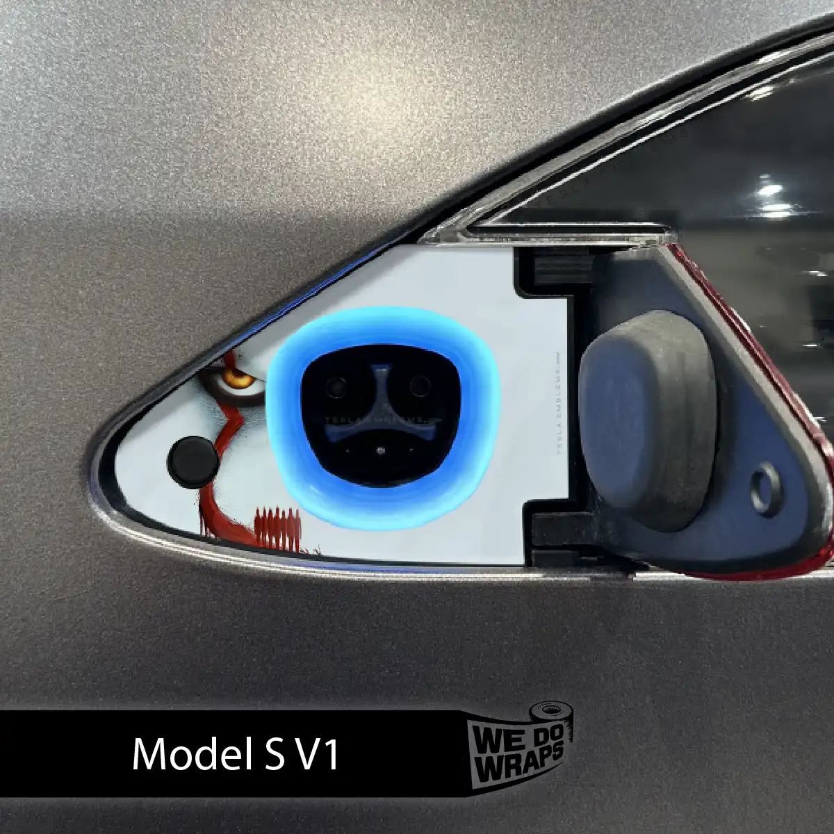 Pennywise the Dancing Clown Tesla Charge Port Wrap | Model S - Tesla Emblems