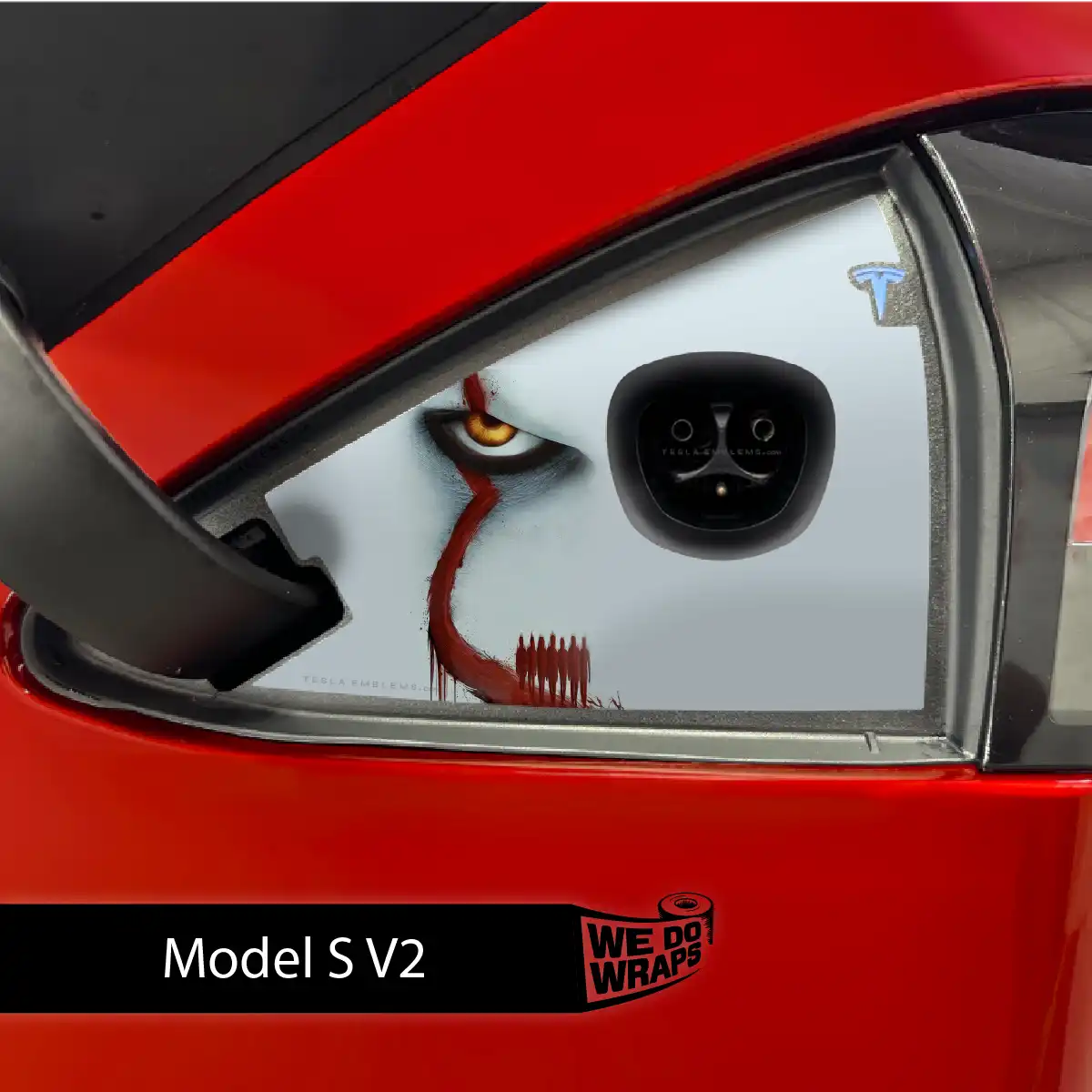 Pennywise the Dancing Clown Tesla Charge Port Wrap | Model S - Tesla Emblems