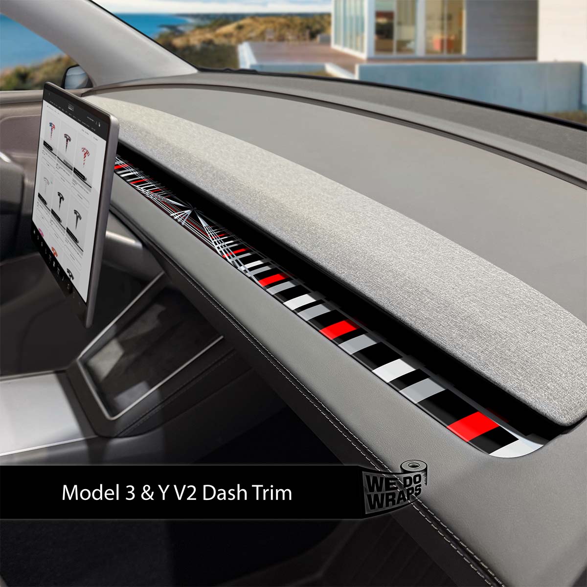Tesla Plaid Tesla Dash Trim Wrap | Model 3 ’24 - 26 Refresh - Tesla Emblems
