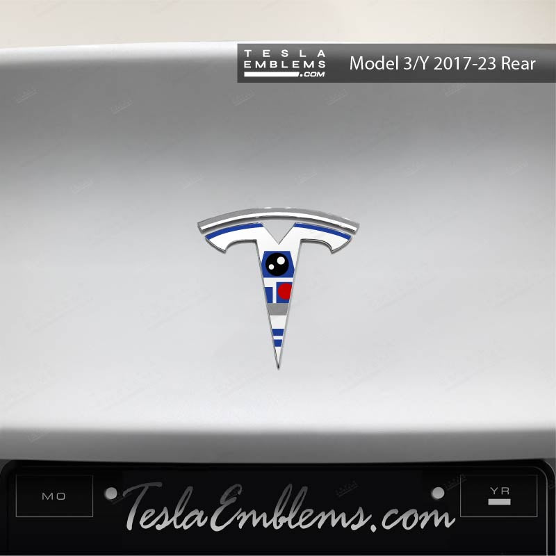 R2D2 Tesla Emblem Decals (Front + Back) - Tesla Emblems