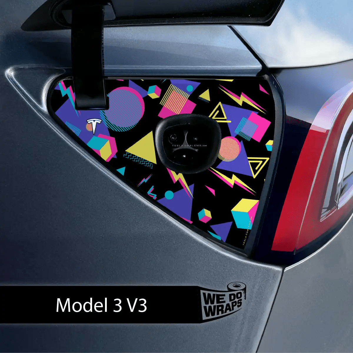 Rad 80s Tesla Charge Port Wrap | Model 3 - Tesla Emblems