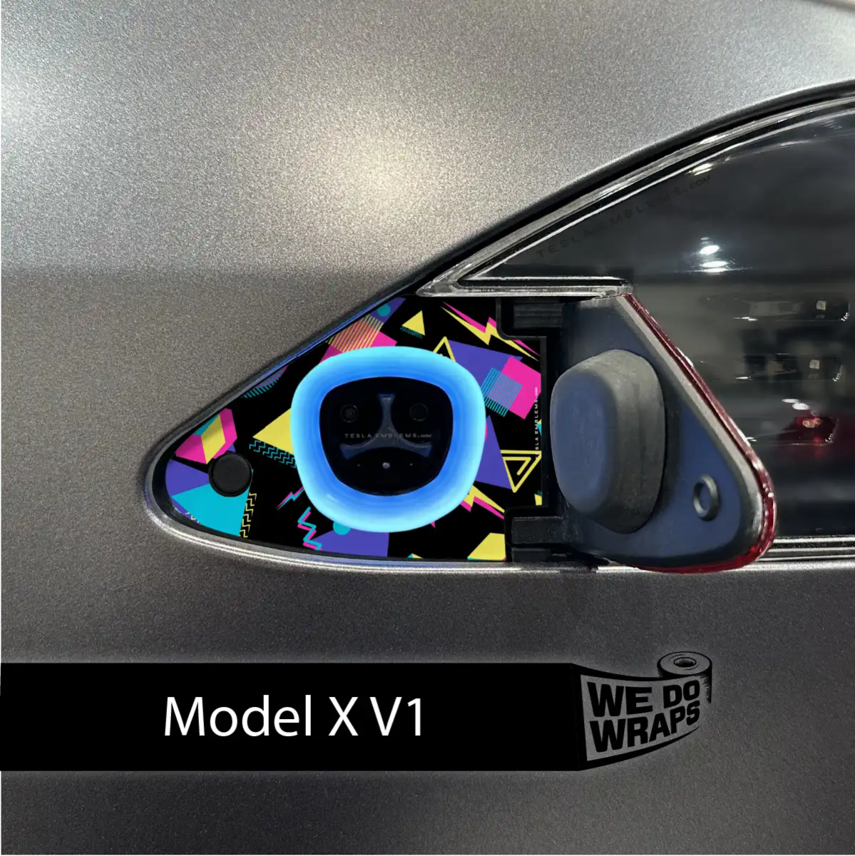 Rad 80s Tesla Charge Port Wrap | Model X - Tesla Emblems