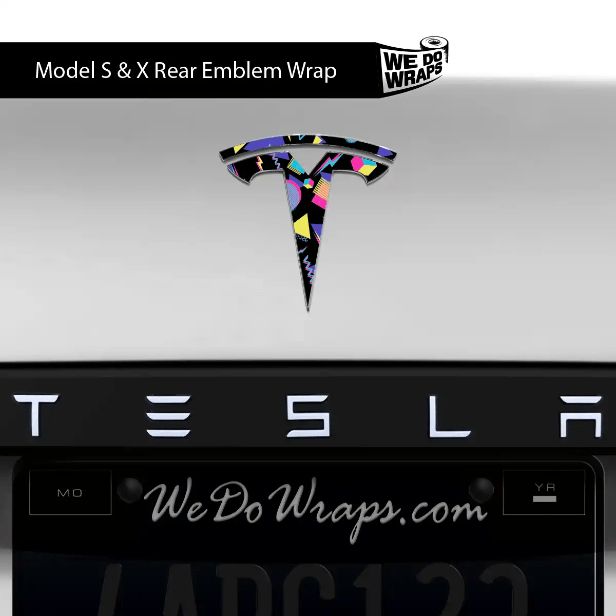 Rad 80's Tesla Emblem Decals (Front + Back) | Model S - Tesla Emblems