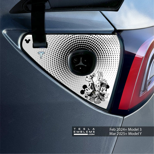 Retro Mickey & Friends Tesla Charge Port Wrap | Model Y - Tesla Emblems