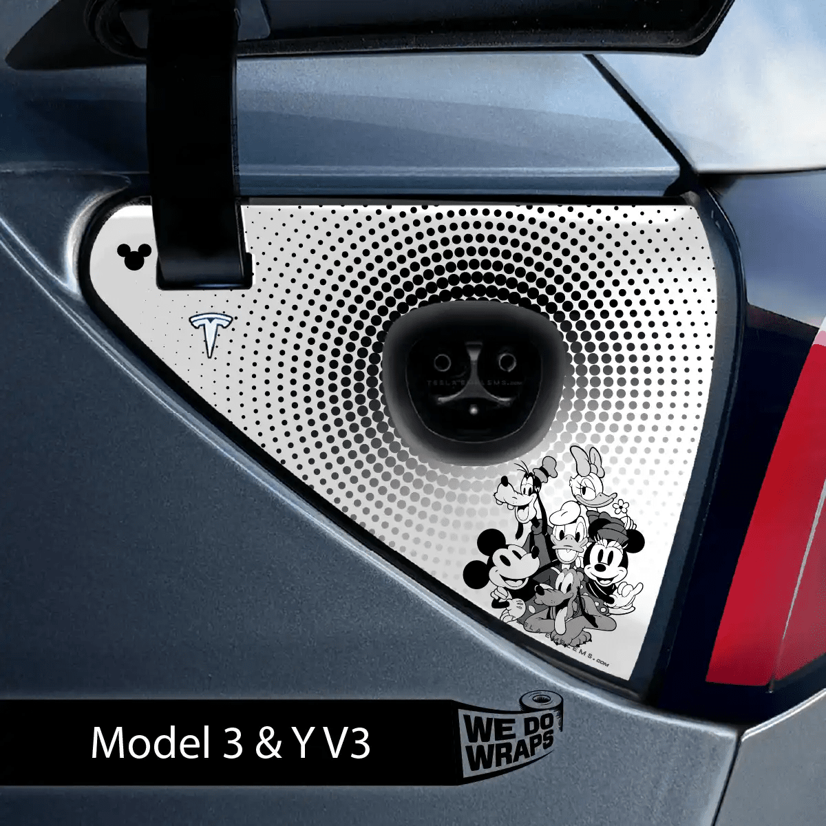 Retro Mouse Tesla Charge Port Wrap | Model 3 - Tesla Emblems