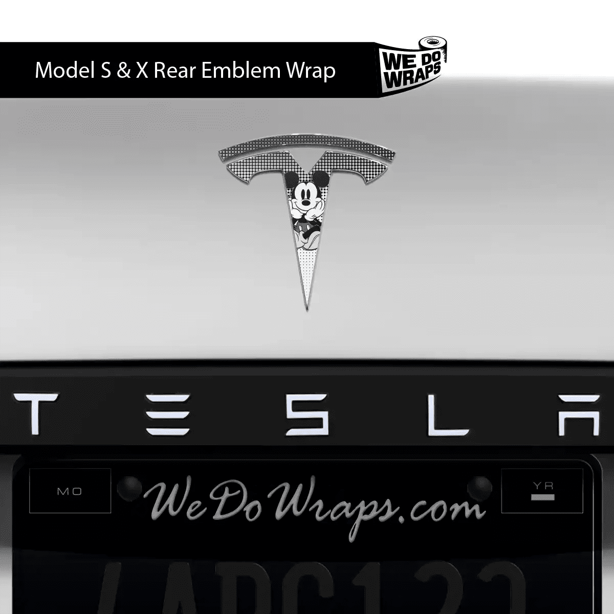 Retro Mouse Tesla Emblem Decals (Front + Back) | Model 3 - Tesla Emblems