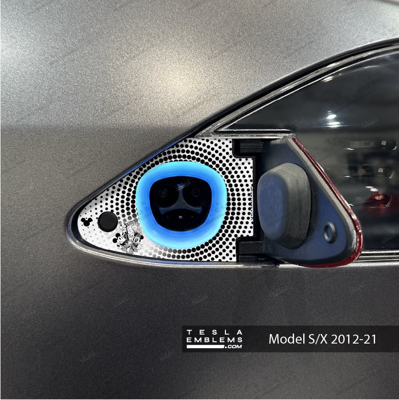 Retro Mickey & Friends Tesla Charge Port Wrap - Tesla Emblems