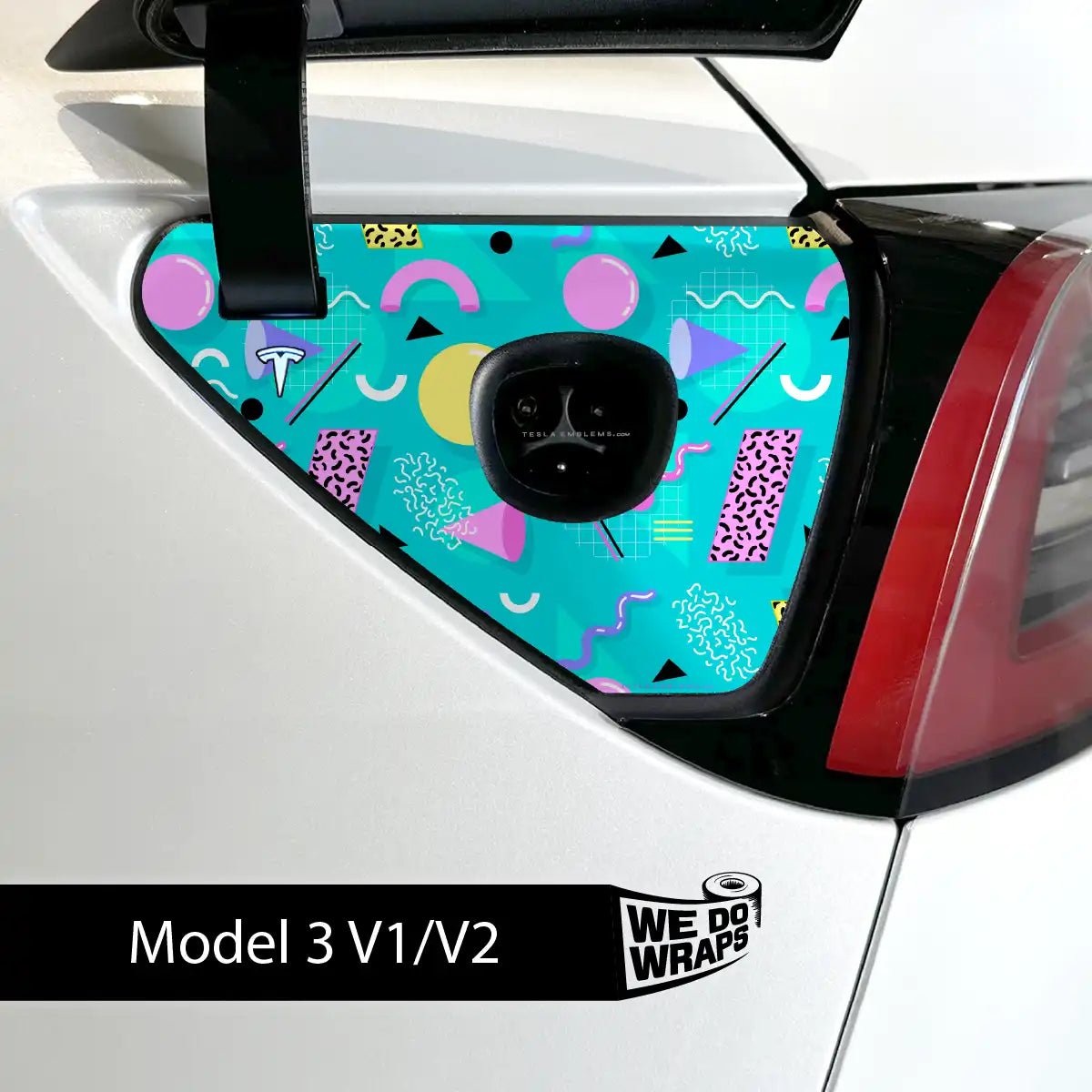Retro Rewind Tesla Charge Port Wrap | Model 3 - Tesla Emblems