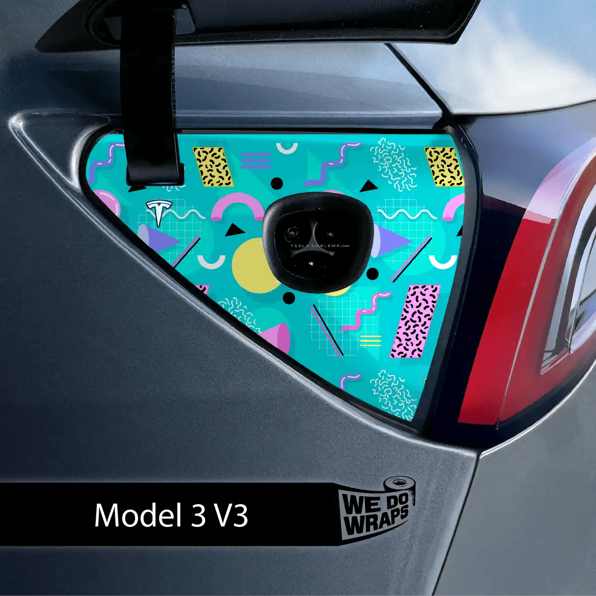 Retro Rewind Tesla Charge Port Wrap | Model 3 - Tesla Emblems