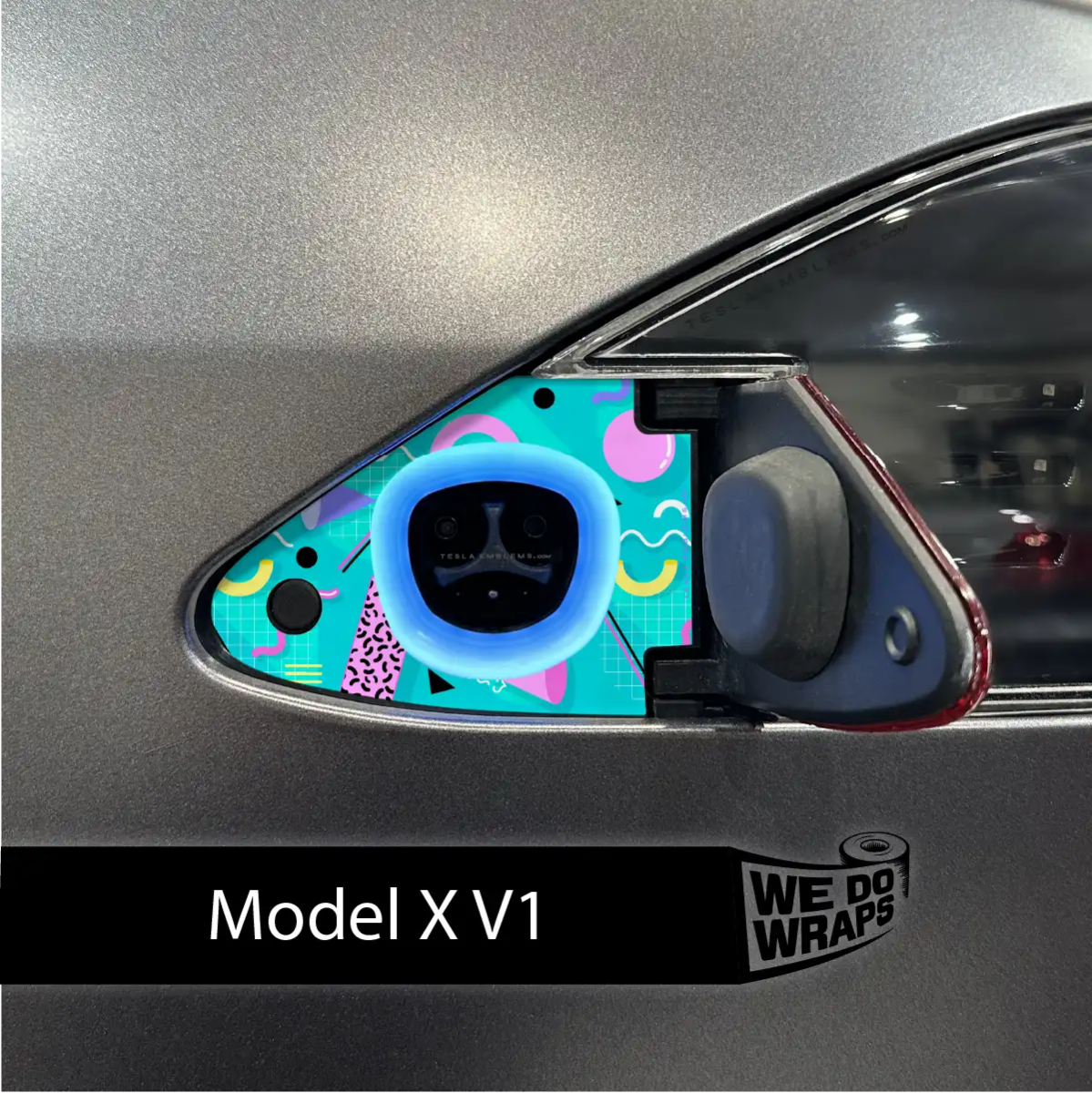 Retro Rewind Tesla Charge Port Wrap | Model X - Tesla Emblems