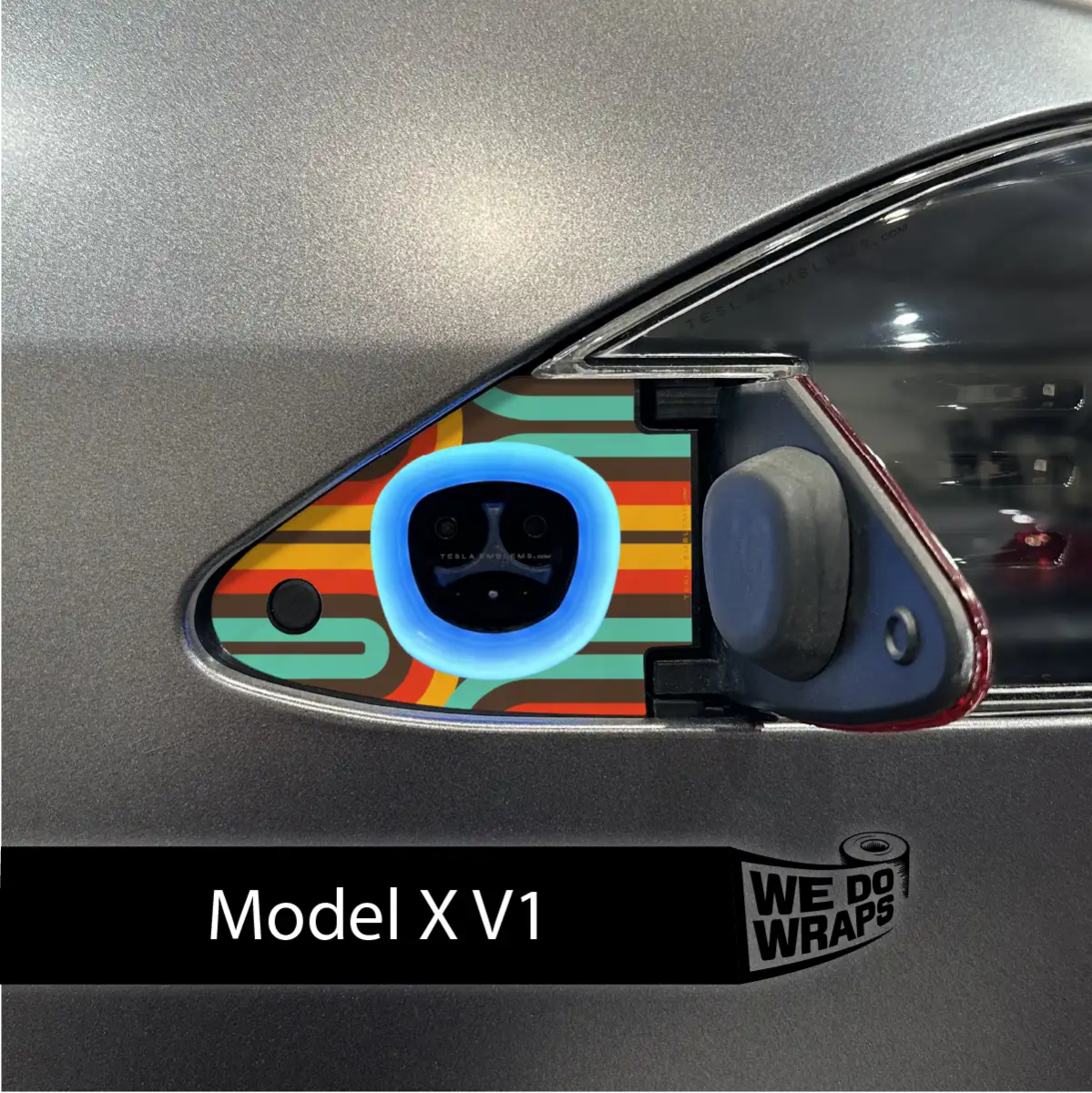 Retro Stripes Tesla Charge Port Wrap | Model X - Tesla Emblems