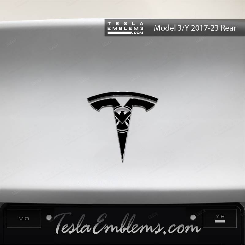 S.H.I.E.L.D. Tesla Emblem Decals (Front + Back) - Tesla Emblems