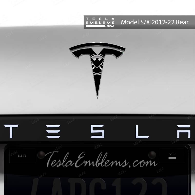 S.H.I.E.L.D. Tesla Emblem Decals (Front + Back) - Tesla Emblems