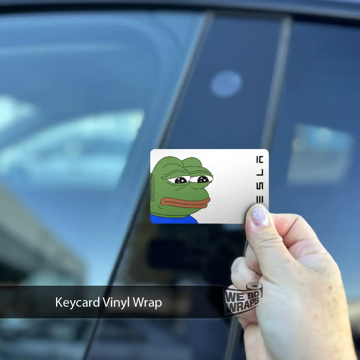 Pepe the Frog Meme Tesla Keycard Decal - Tesla Emblems