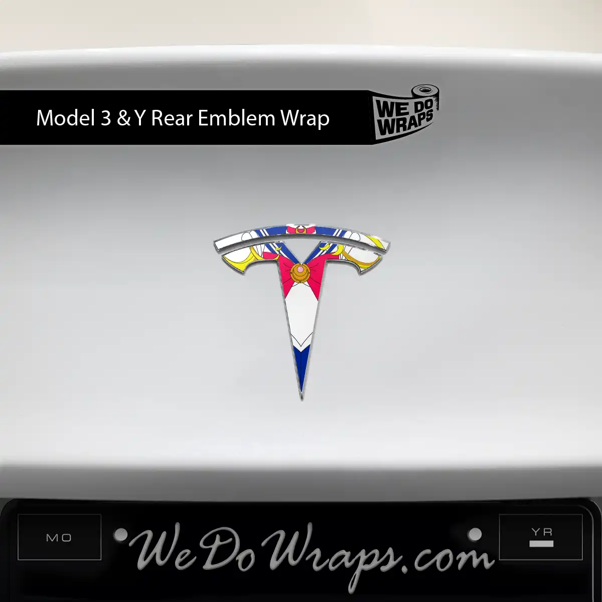 Magical Girl Tesla Emblem Decals (Front + Back) | Model 3 - Tesla Emblems