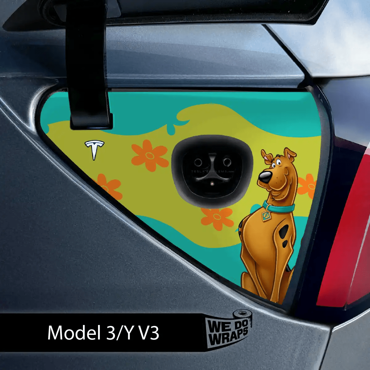 Groovy Scooby Tesla Charge Port Wrap | Model 3 - Tesla Emblems
