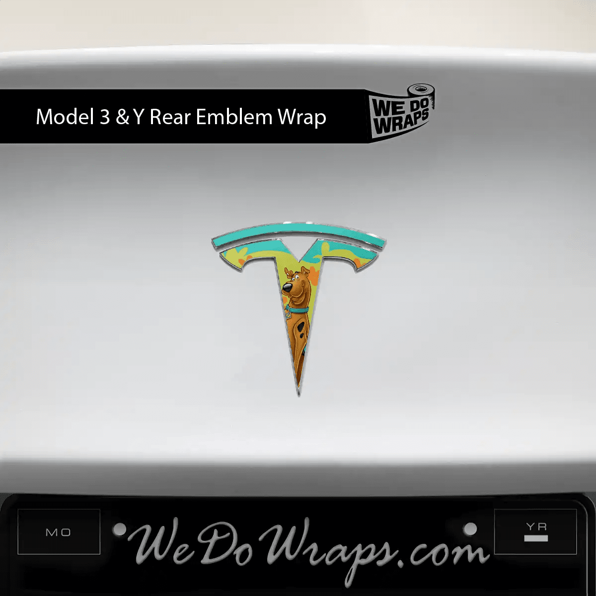Groovy Scooby Tesla Emblem Decals (Front + Back) | Model 3 - Tesla Emblems