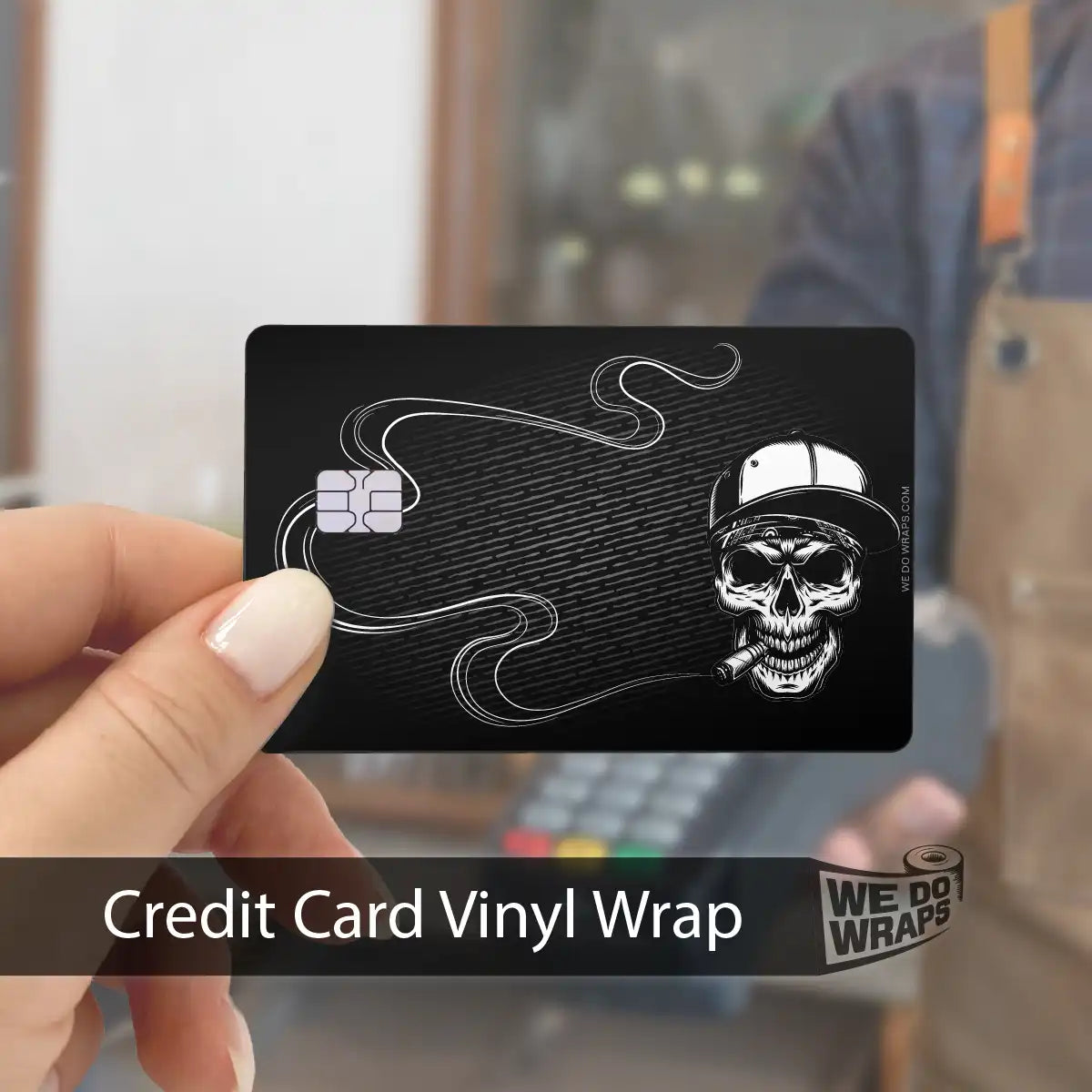 Smoking Skull Art | NFC Key Card Wrap - Tesla Emblems