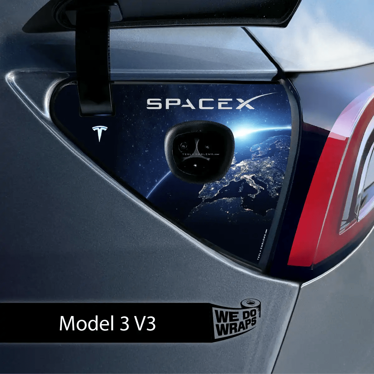 SpaceX Tesla Charge Port Wrap | Model 3 - Tesla Emblems