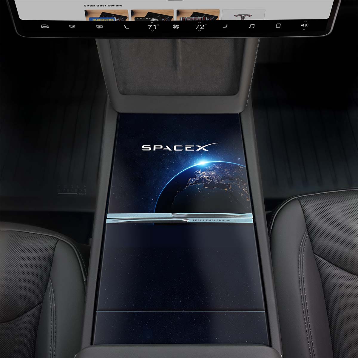 Space X Tesla Center Console Wrap Kit | 2024+ Model 3 "Highland" - Tesla Emblems