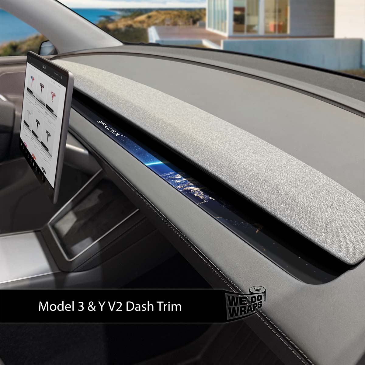 SpaceX Tesla Dash Trim Wrap | Model 3 ’24 - 26 Refresh - Tesla Emblems