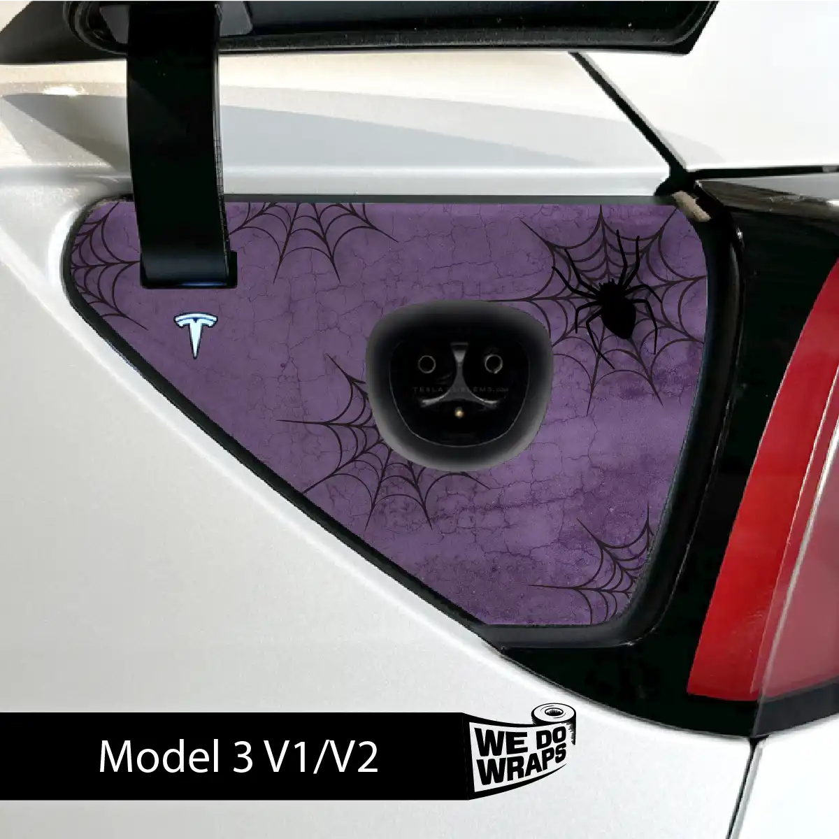 Cobweb Spider Tesla Charge Port Wrap | Model 3 - Tesla Emblems