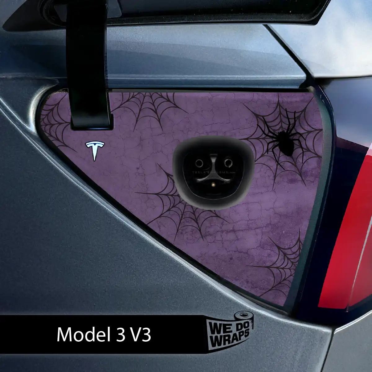 Cobweb Spider Tesla Charge Port Wrap | Model 3 - Tesla Emblems