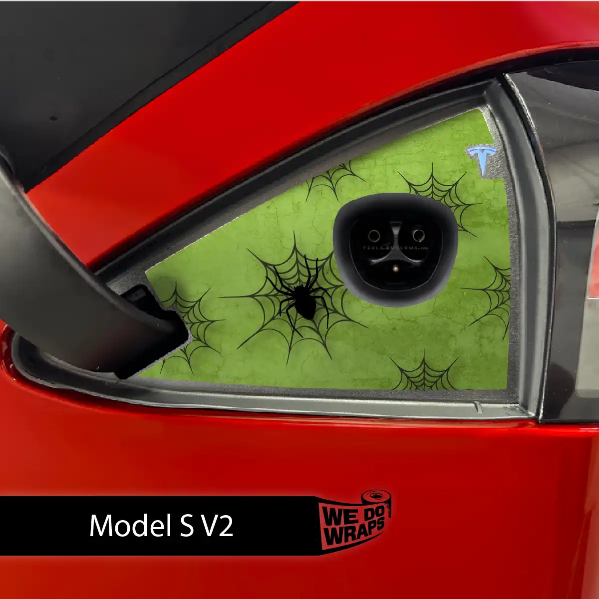 Cobweb Spider Tesla Charge Port Wrap | Model S - Tesla Emblems