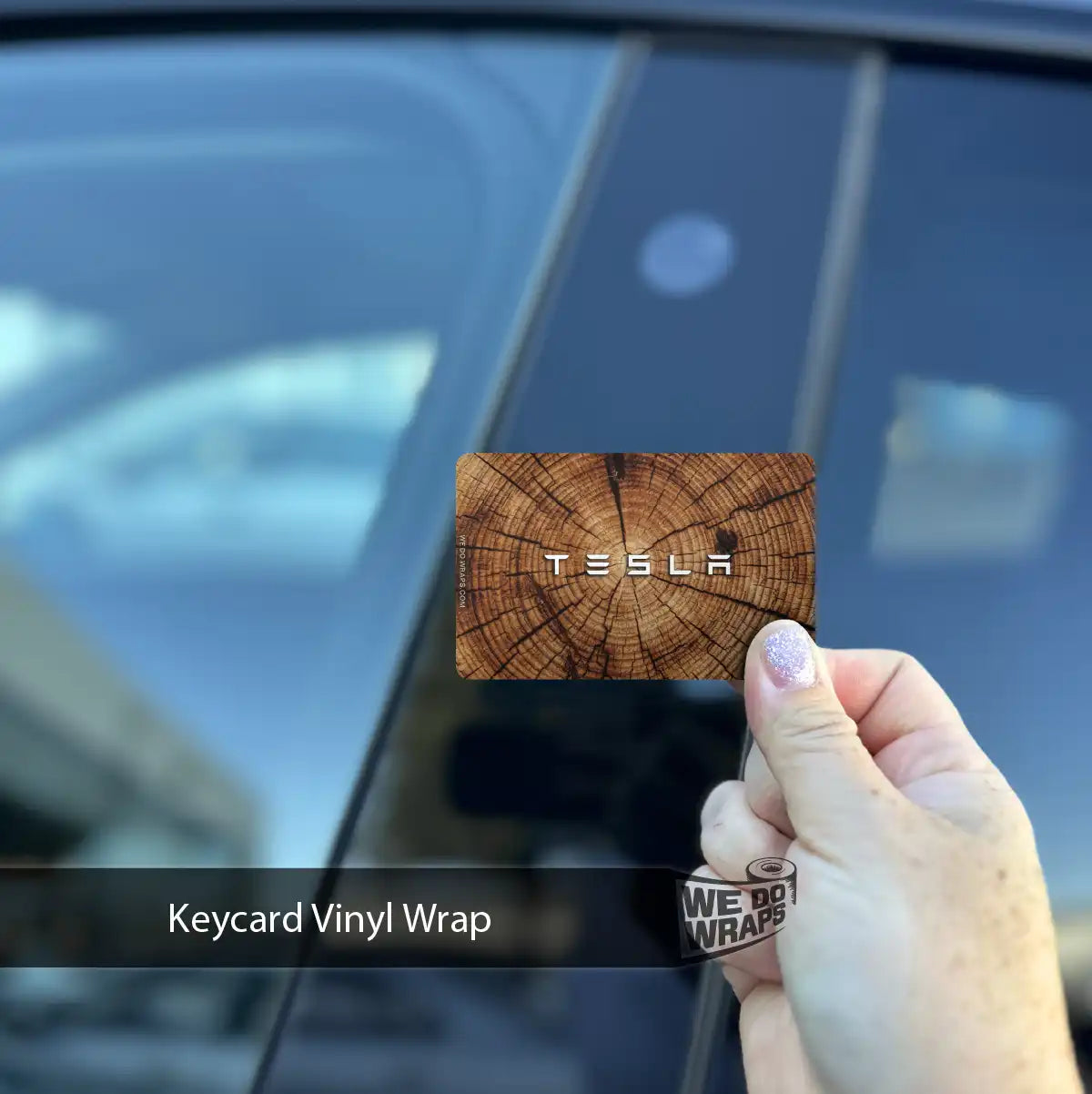 Split Wood Tesla Keycard Decal - Tesla Emblems