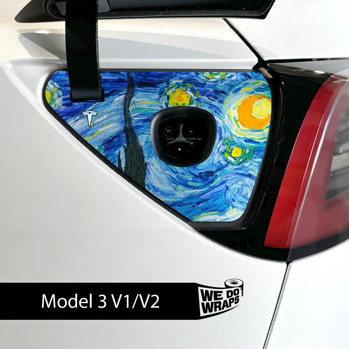 Starry Night Tesla Charge Port Wrap | Model 3 - Tesla Emblems