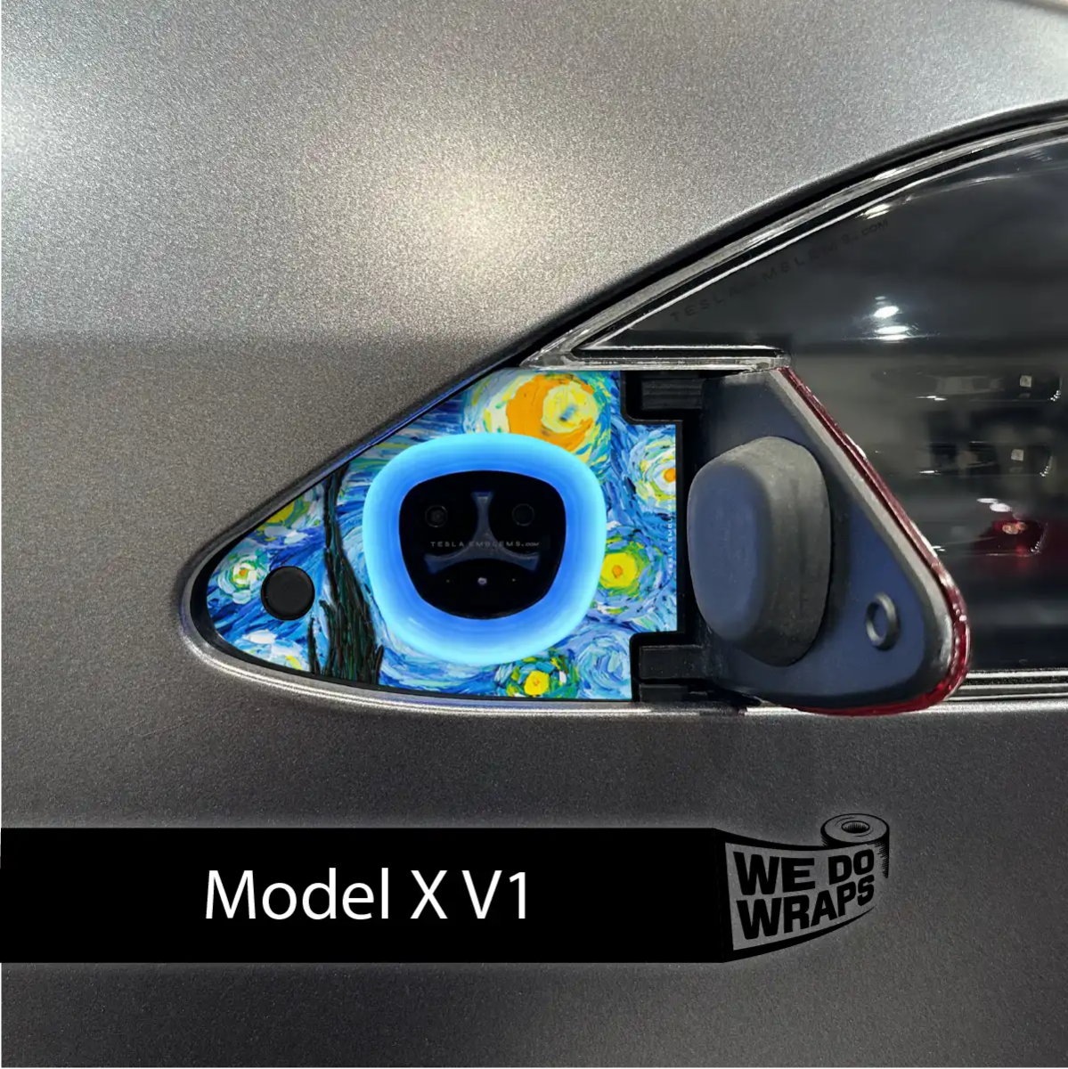 Starry Night Tesla Charge Port Wrap | Model X - Tesla Emblems