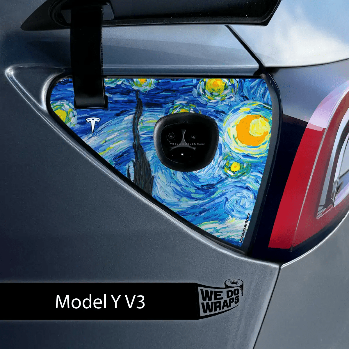Starry Night Tesla Charge Port Wrap | Model Y - Tesla Emblems