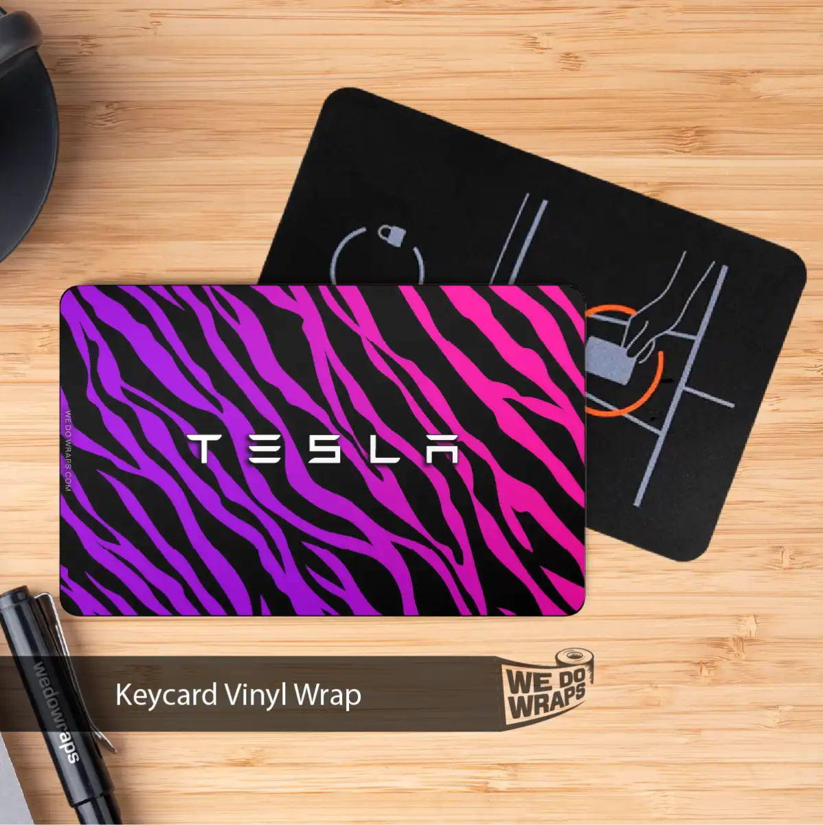 Stylish Zebra Tesla Keycard Decal - Tesla Emblems