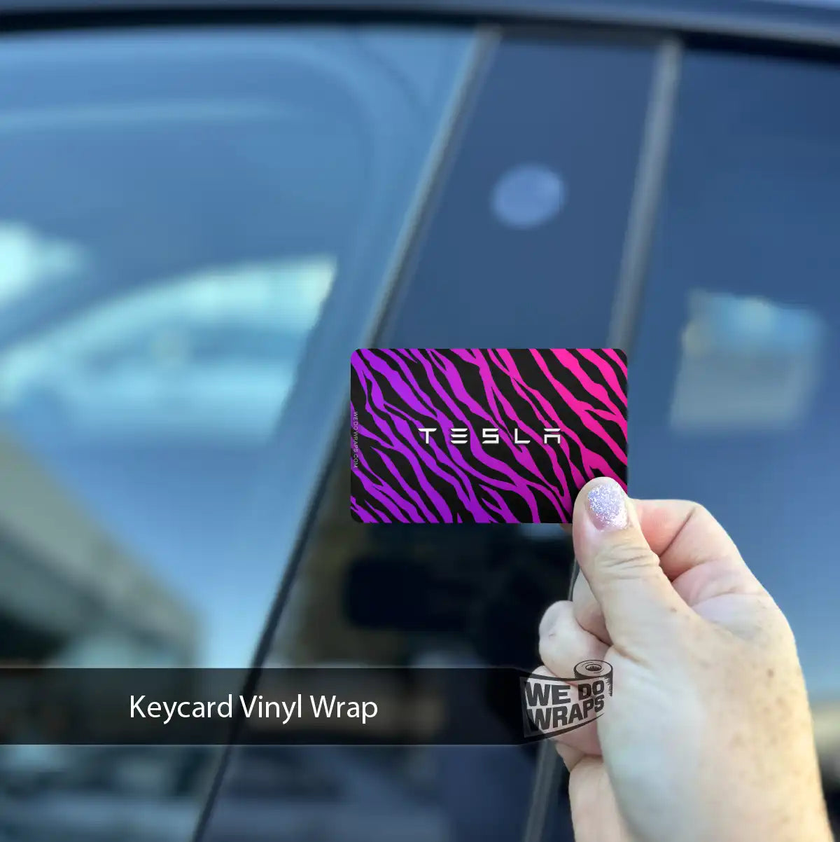 Stylish Zebra Tesla Keycard Decal - Tesla Emblems