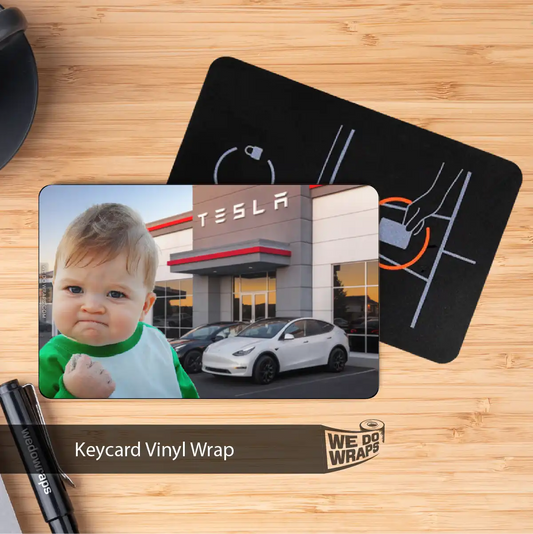 Success Kid At Tesla Meme Keycard Decal - Tesla Emblems